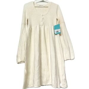 NWT Roxy Dress Womens Sz XL Cream color Long Bell Sleeve Knit Short Dress
